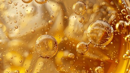 Wall Mural - A Macro Shot of Bubbles in Ginger Ale, Hyper Realistic