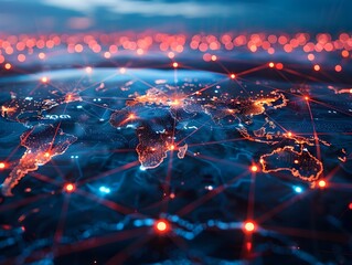 Poster - Interconnected Global Digital Network Map Showcasing Business and Communication in the Modern Technological Landscape