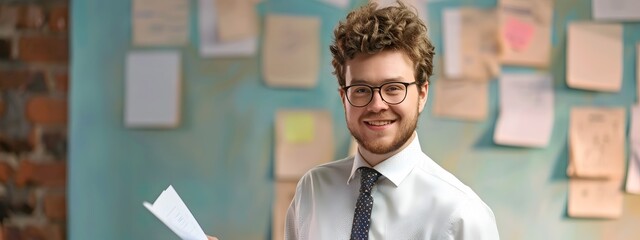 Sticker - Smiling Accounting Director Displays Expertise and Passion in Corporate Office Environment