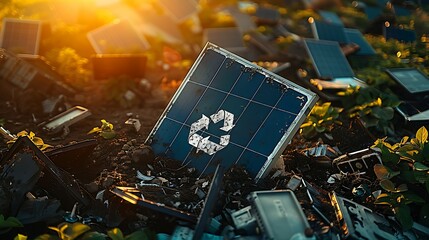 An eco-friendly solar panel recycling to processes old, discarded solar panels for materials recovery, ensuring sustainable disposal and environmental conservation