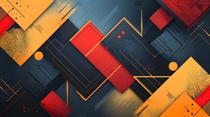 Poster - Modern Geometric Frame with Bold Lines and Vibrant Colors for Tech Themed Presentations