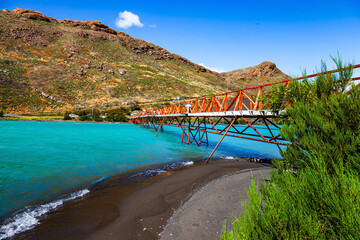 Wall Mural - Bridge to island on Lake Pehoe.