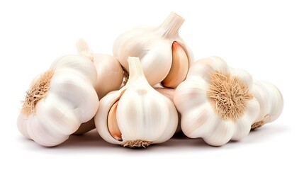 Wall Mural - Garlic closeup isolated on white background 