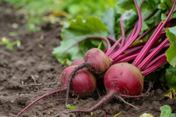 Canvas Print - Vibrant Beetroot organic harvest green. Raw plant. Generate Ai