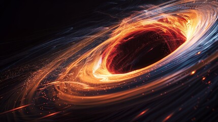 Poster - a black hole's gravitational pull distorting the fabric of spacetime, creating a mesmerizing vortex of light and darkness,
