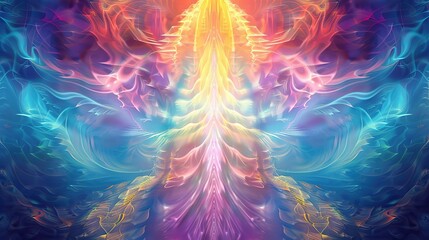 Wall Mural - Abstract digital art meditation enlightenment pathway to god heaven background . Generative Ai