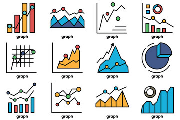 Wall Mural - A set of graphs are shown in a grid