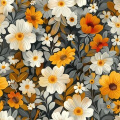 Wall Mural - Seamless delicate little flowers pattern decorative