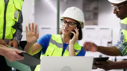 Wall Mural - Overworked People At Automated Machine Line