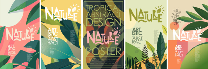 Nature. Abstract tropical leaves. Vector modern trendy plant illustration of plant, summer, spring, green leaf, landscape, frame for botanical background, poster, card or pattern