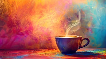 Wall Mural - Coffee cup background colorful. Generative AI