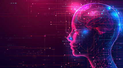Poster - Technology AI abstract digital futuristic circuit, Cyber science tech, Innovation communication illustration.