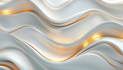 Wall Mural - Abstract white and gold waves .Background for banner or backdrop. Generative AI