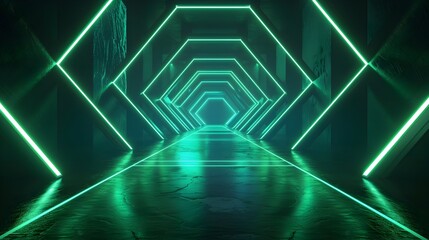 Poster - Futuristic Neon Geometric Patterns Backdrop for Energetic Product Presentation