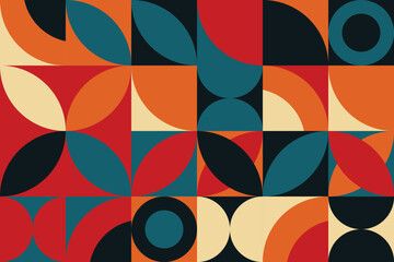 Poster - Abstract geometric pattern background, abstract pattern background with retro color theme.