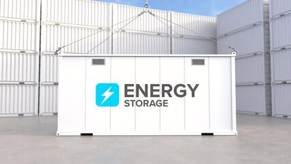 Wall Mural - Transportation of energy storage systems, Green alternative energy, Net zero emissions concept.