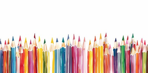 a wave of colorful wooden pencils isolated against a transparent background. this png file represent