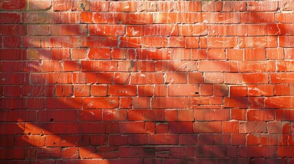Aufkleber - A photo of a vibrant red brick wall background, bathed in warm sunlight,