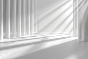 Poster - A light gray wall and smooth floor with interesting light reflections. The background for the presentation was generated using artificial intelligence.