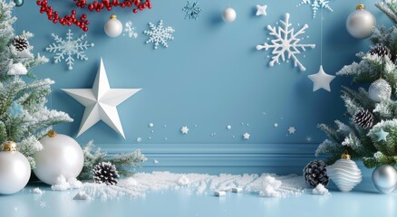 Wall Mural - An artificially generated Christmas decoration featuring a snowflake star.