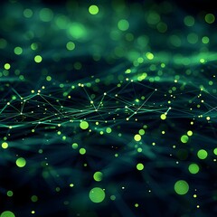 Poster - neon green network patterns abstractions for tech concept presentations and product displays