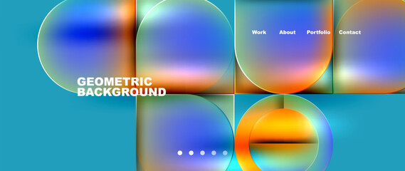 Fototapete - Bright colorful squares with round elements minimal geometric background. Vector Illustration For Wallpaper, Banner, Background, Card, Book Illustration, landing page