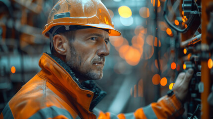 Poster - Engineer uses artificial intelligence on the construction site with humans controlling the work of the AI. Generative AI.