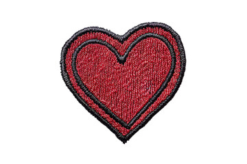 red heart patch with black outline isolated on transparent background. perfect for diy projects, clo