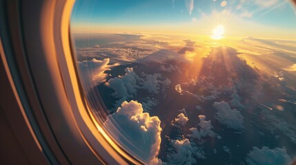 Wall Mural - Aerial View of Earth and Sky through an Airplane Window
