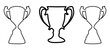 © Ahmed - Trophy cup icons set. Flat, silhouette, linear style.vector