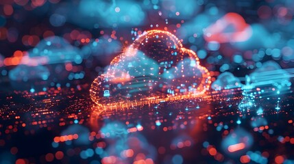 Poster - Surreal Abstract Backup and Icons in the Cloud Technology and Computing Concept