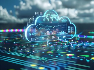 Poster - visualizing cloud computing cost efficiency with charts and graphs showcasing savings and optimizati