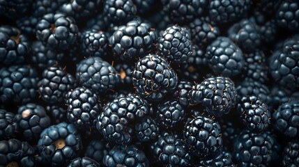 Poster - Detailed Cluster of Ripe and Lush Blackberries with Intricate Texture and Dark Color