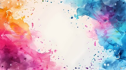 Poster - Vibrant Watercolor Splash Frame on Light Background Showcasing Creative and Dynamic Design Concept