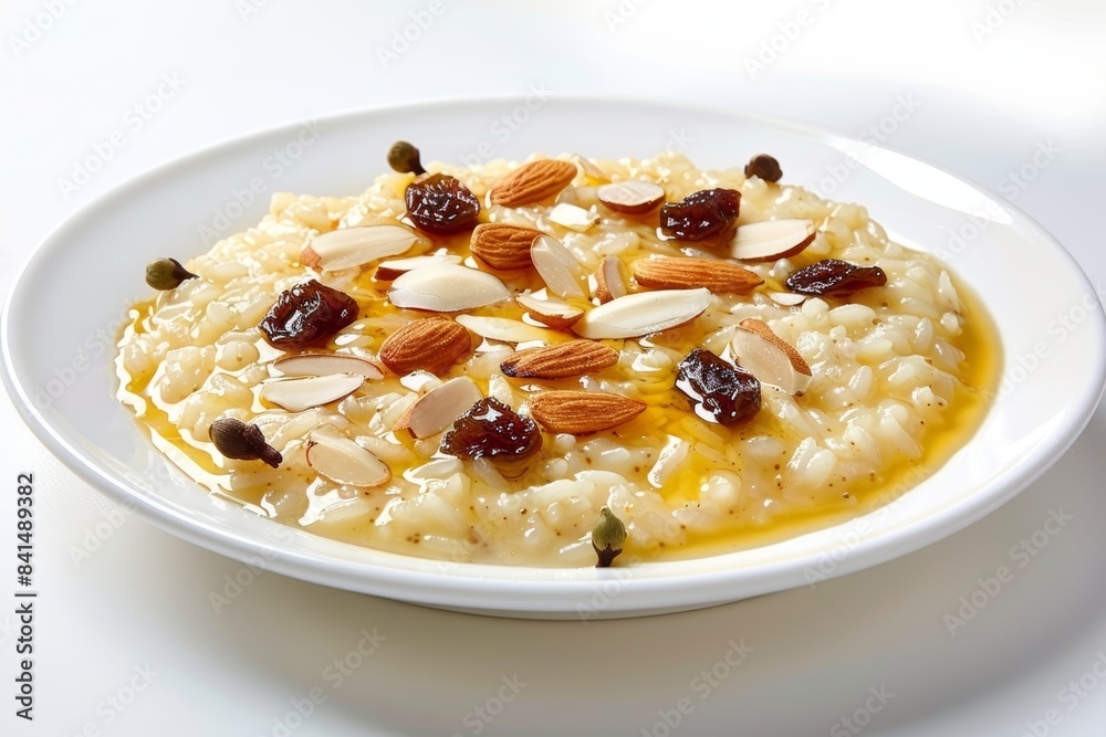 Elegant Rice Pudding Topped with Aromatic Cardamom Pods and Honey ...
