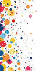 Poster - Vibrant Polka Dot Frame with Playful Colorful Spots on White Background