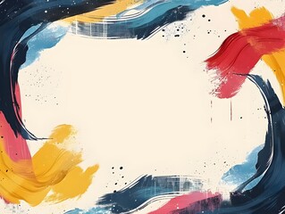 Poster - Vibrant Modern Abstract Frame with Bold Colors and Shapes on White Background