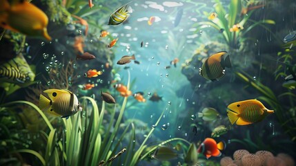 Wall Mural - tropical fishes underwater in the sea