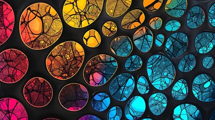 Poster - Abstract colorful organic forms with a retro futurism style.