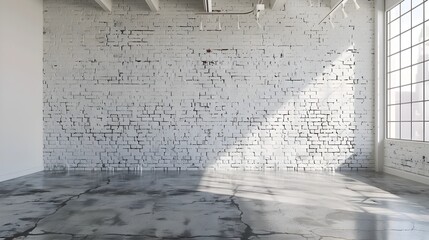 Wall Mural - White Brick Wall Backdrop for Minimalist and Contemporary Product Displays