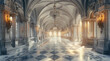 © visoot - Fantasy medieval gallery in the castle. Generative AI.