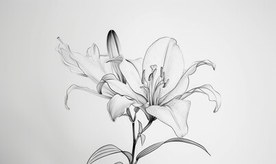 Wall Mural - Lily flower on white background