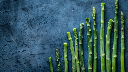 Wall Mural - Fresh green asparagus on textured dark background