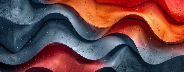 Poster -  plastic 3d rendered wavy wallpaper abstract background banner