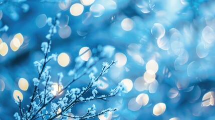 White bokeh on a blue background