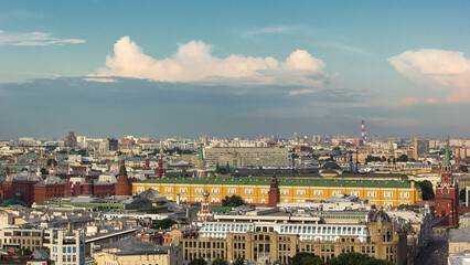 Wall Mural - Panoramic aerial view of the building from the roof of center Moscow timelapse, Russia