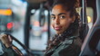 © dobok - Female Bus Driver Portrait City Public Transport Professional Steering Wheel