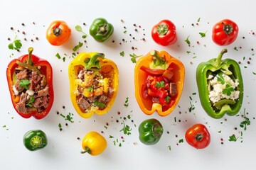 Wall Mural - The peppers are filled with various kinds of ingredients