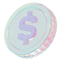 Wall Mural - US dollar png holographic coin, transparent background