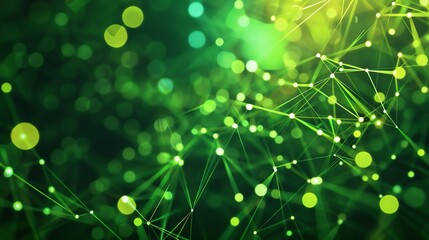 Poster - Elegant green abstract background with plexus structure.
